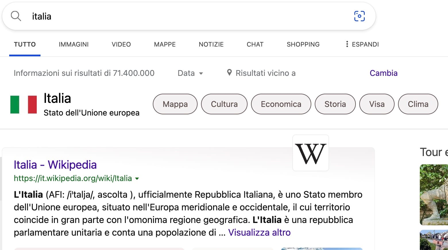 Screenshot di Bing AI