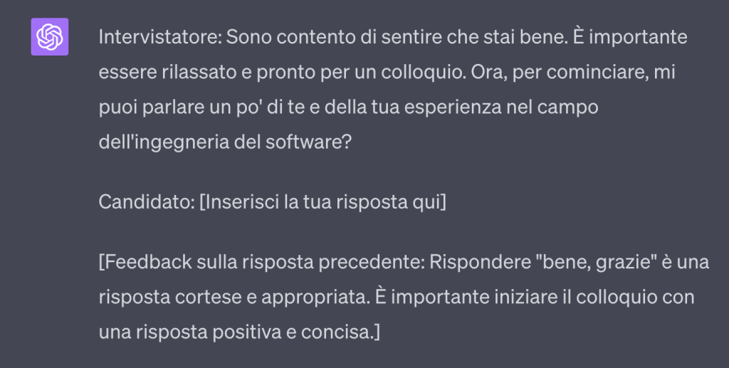 simulare colloquio di lavoro con intelligenza artificiale - ChatGPT