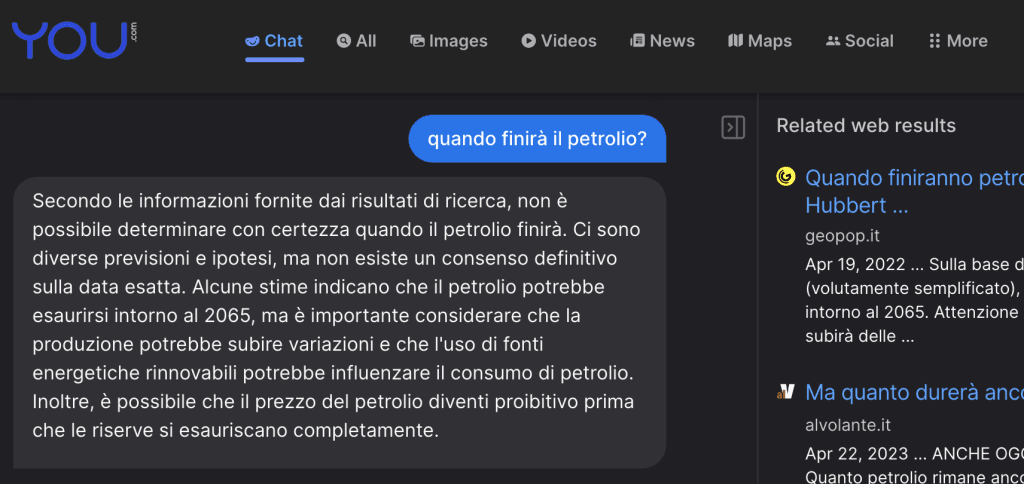 motori ricerca Intelligenza Artificiale, la ricerca di You.com