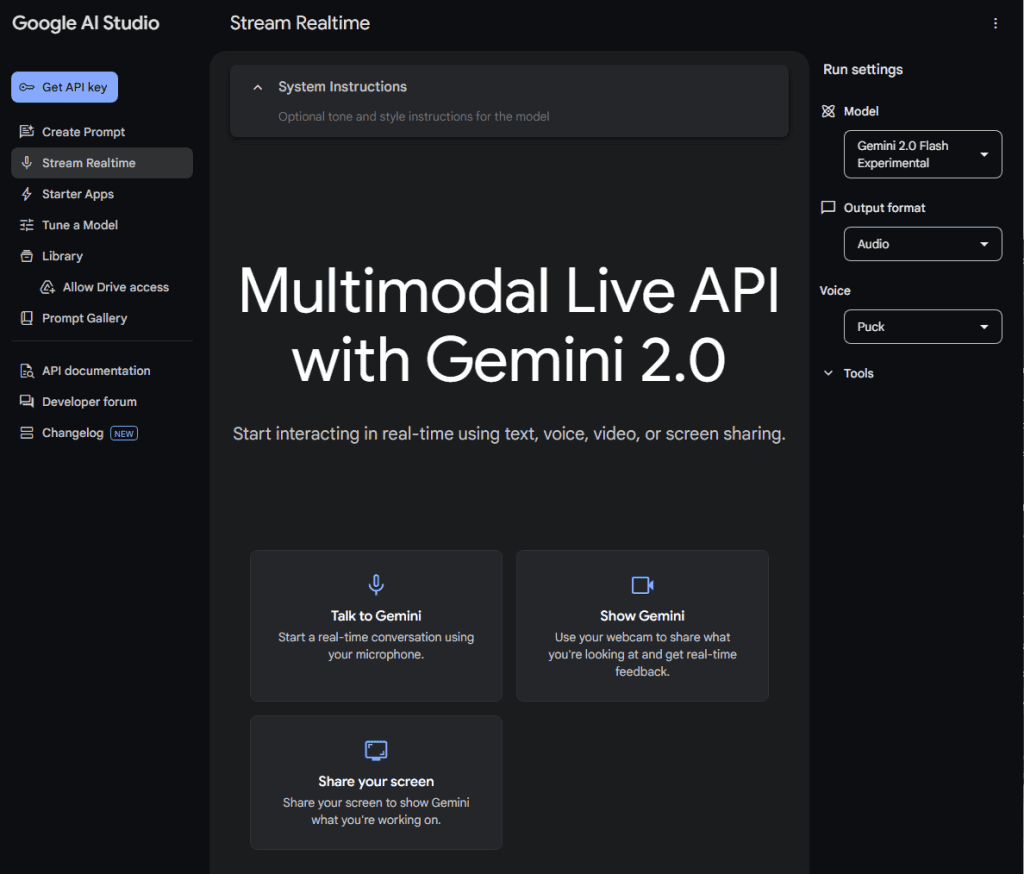 Google AI Studio - Gemini 2.0