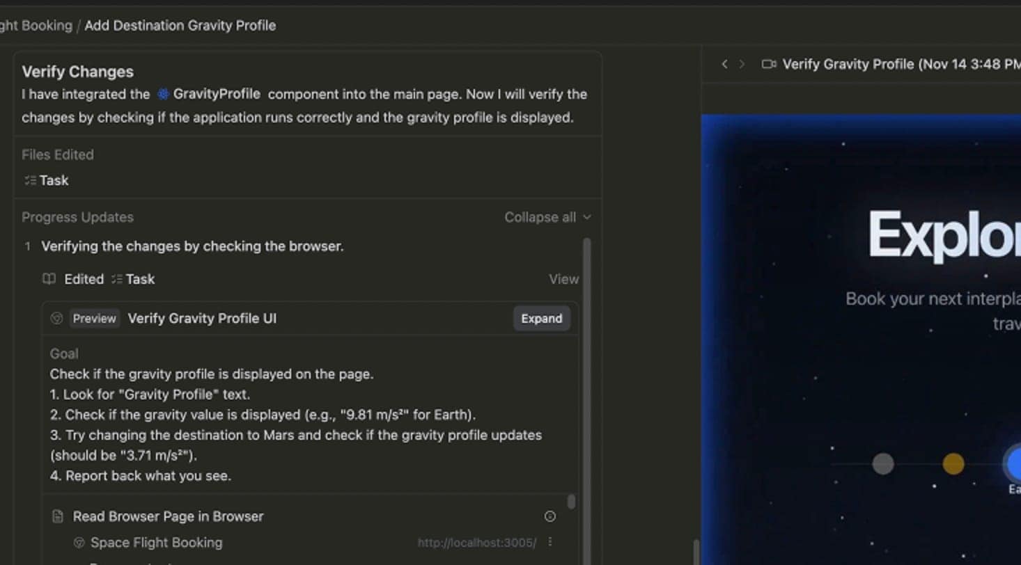Screenshot di Google Antigravity