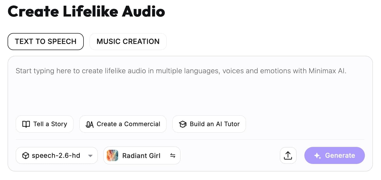Screenshot di Minimax Audio